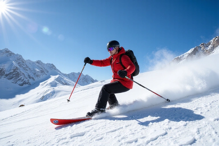 A skier on a snowy mountain, symbolizing the passion for skiing and equipment optimization.