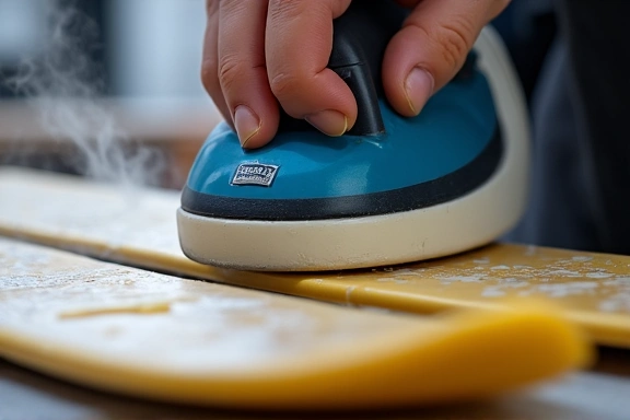 Skis being waxed professionally