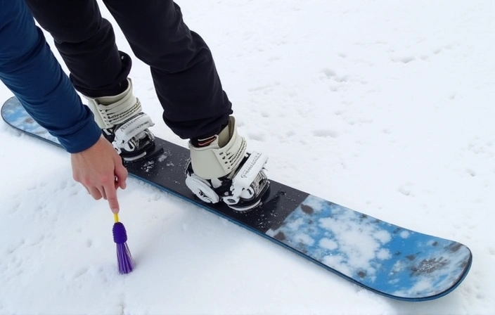 Image showing a ski base being brushed with a nylon brush after scraping.